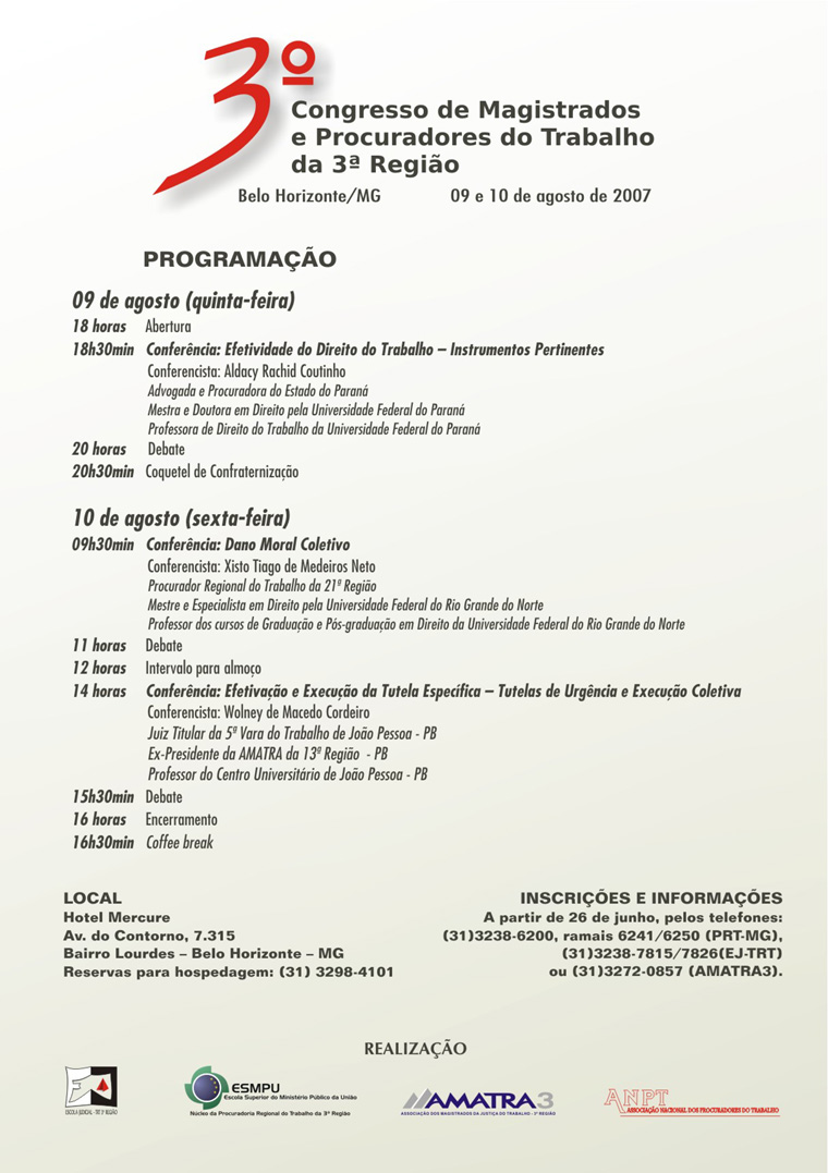 3&ordm; Congresso de Magistrados e Procuradores do Trabalho